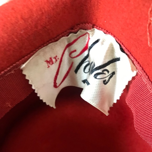 GLAMOROUS VINTAGE ORANGE FELT FEDORA WITH MATCHING FEATHER & INTACT VEIL - Picture 12 of 13